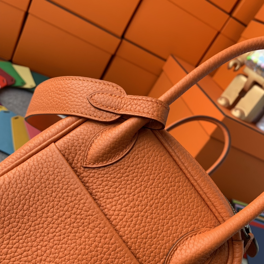 에르메스 린디백26 오렌지 은장 끌레망스 가죽